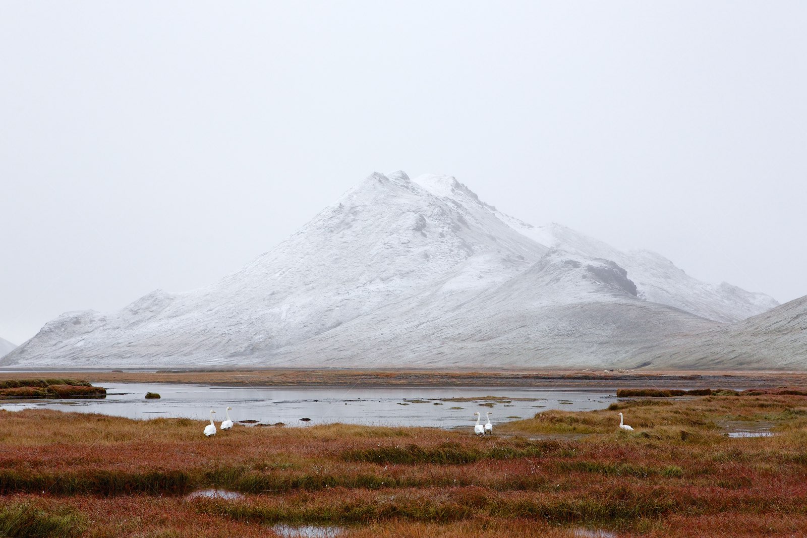 Kýlingavatn Lake with Snowy Mountain in Rangárþing ytra Iceland