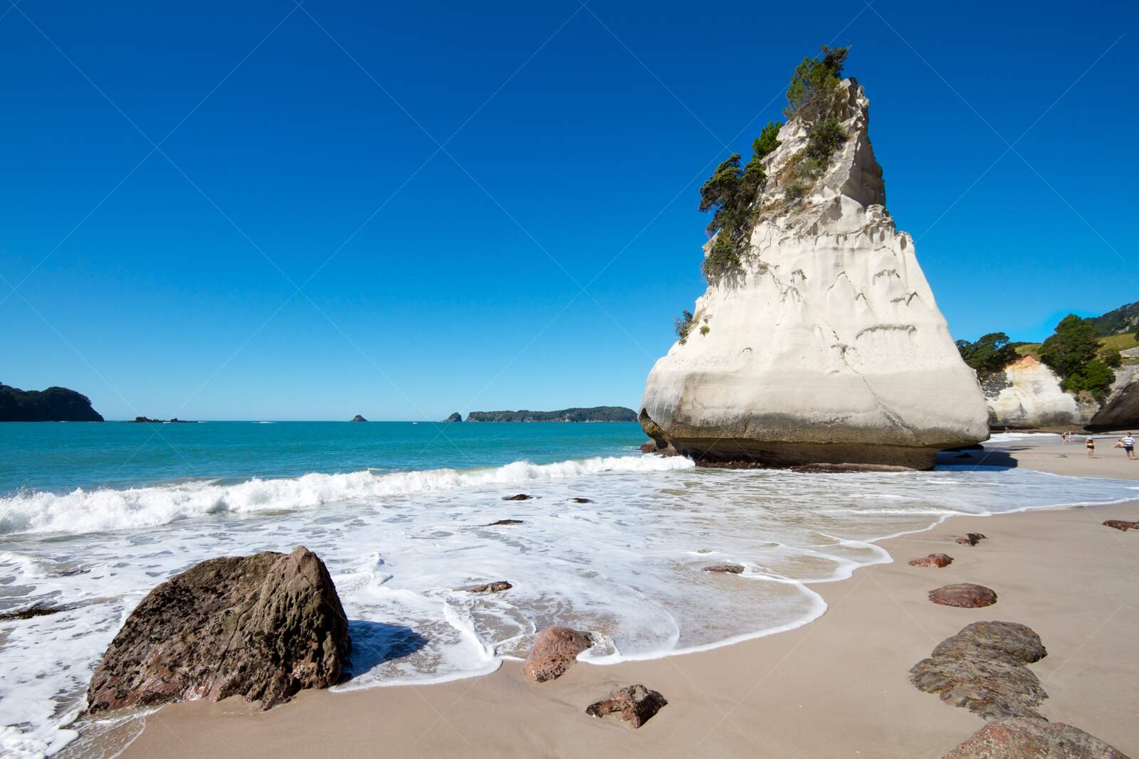White Rock formation on Cathedral Cove beach New Zealand