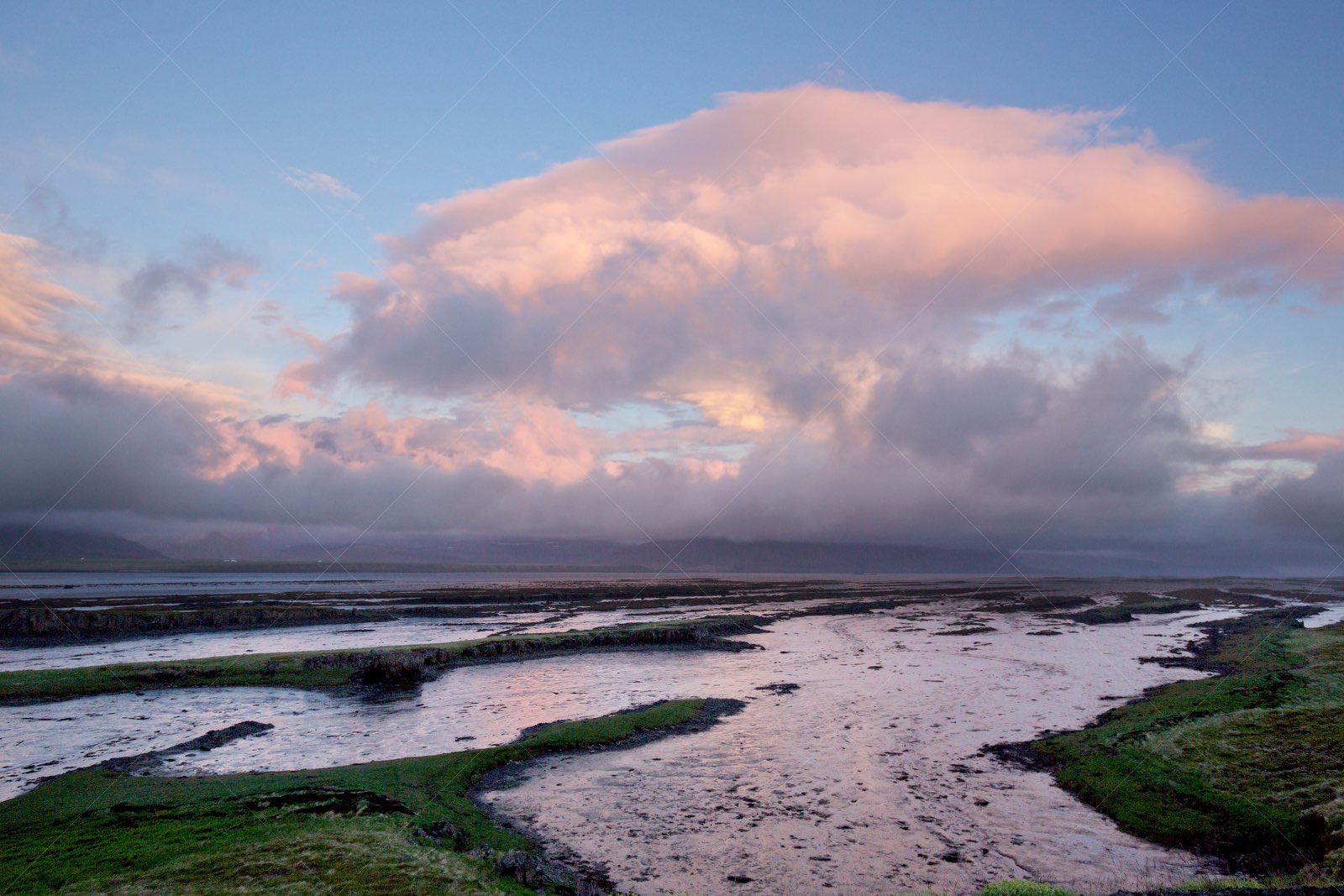 Twilight over Króksfjarðarnes Tidal Flats in Iceland