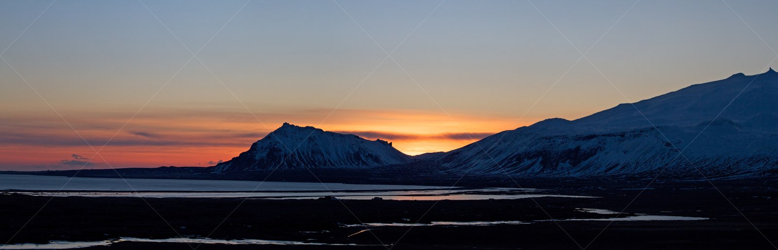 Sunset over Snæfellsjökull National Park Iceland