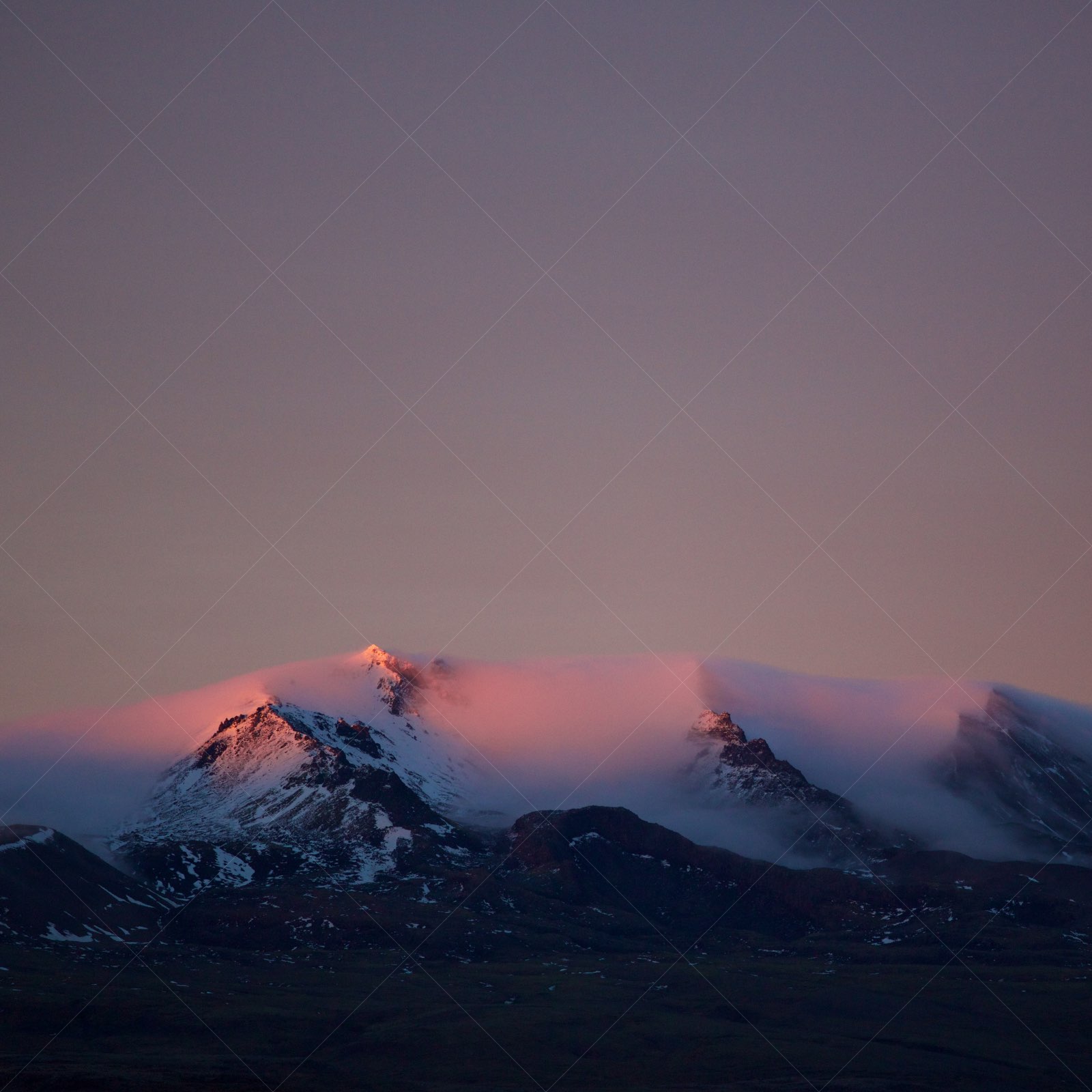 Sunrise over snow-capped mountains in Eyja- og Miklaholtshreppur