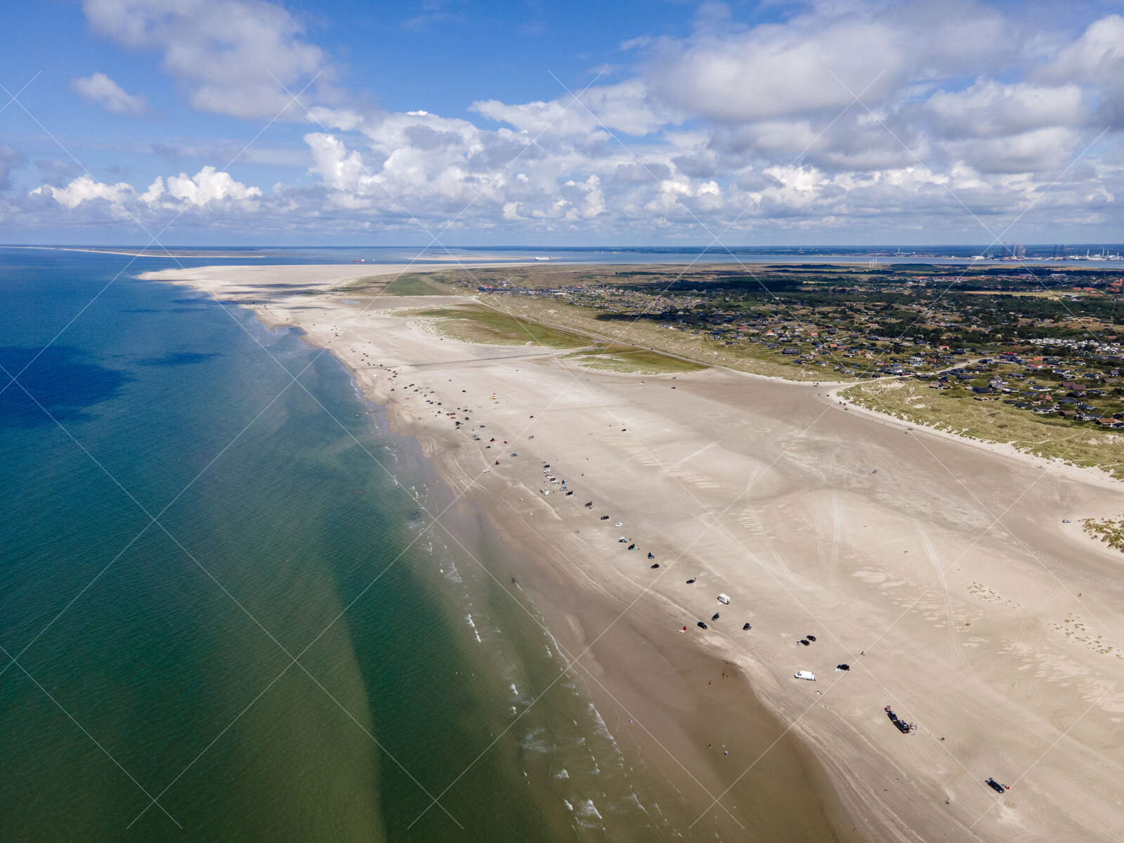 Aerial view of Rindby Strand beach on Fanø