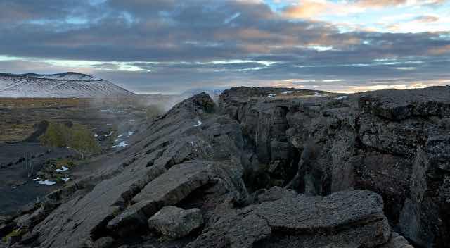 Grjótagjá volcanic fissure in Þingeyjarsveit Iceland