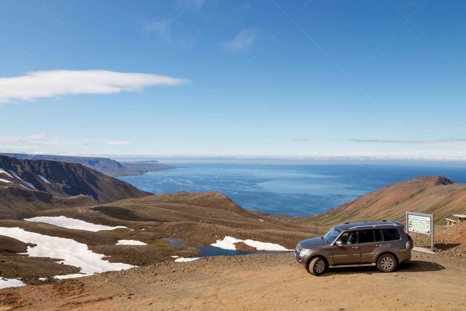 Skardsvegur viewpoint overlooking Skagafjörður fjord in Iceland