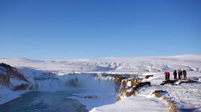 Godafoss Waterfall in Winter Iceland