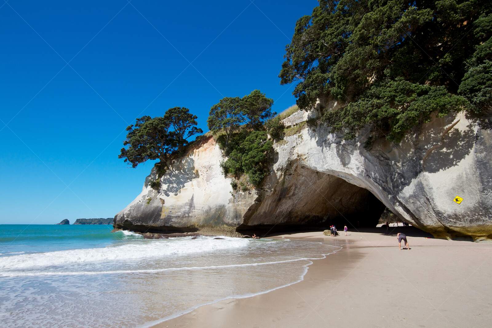 Cathedral Cove Beach with Rocky Arch in New Zealand