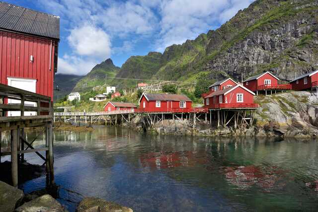 Red wooden houses, in Å, on Lofoten