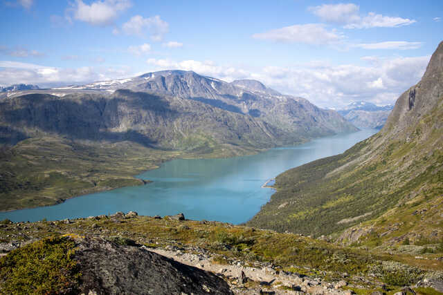 Scenic mountain lake and fjord in Norway