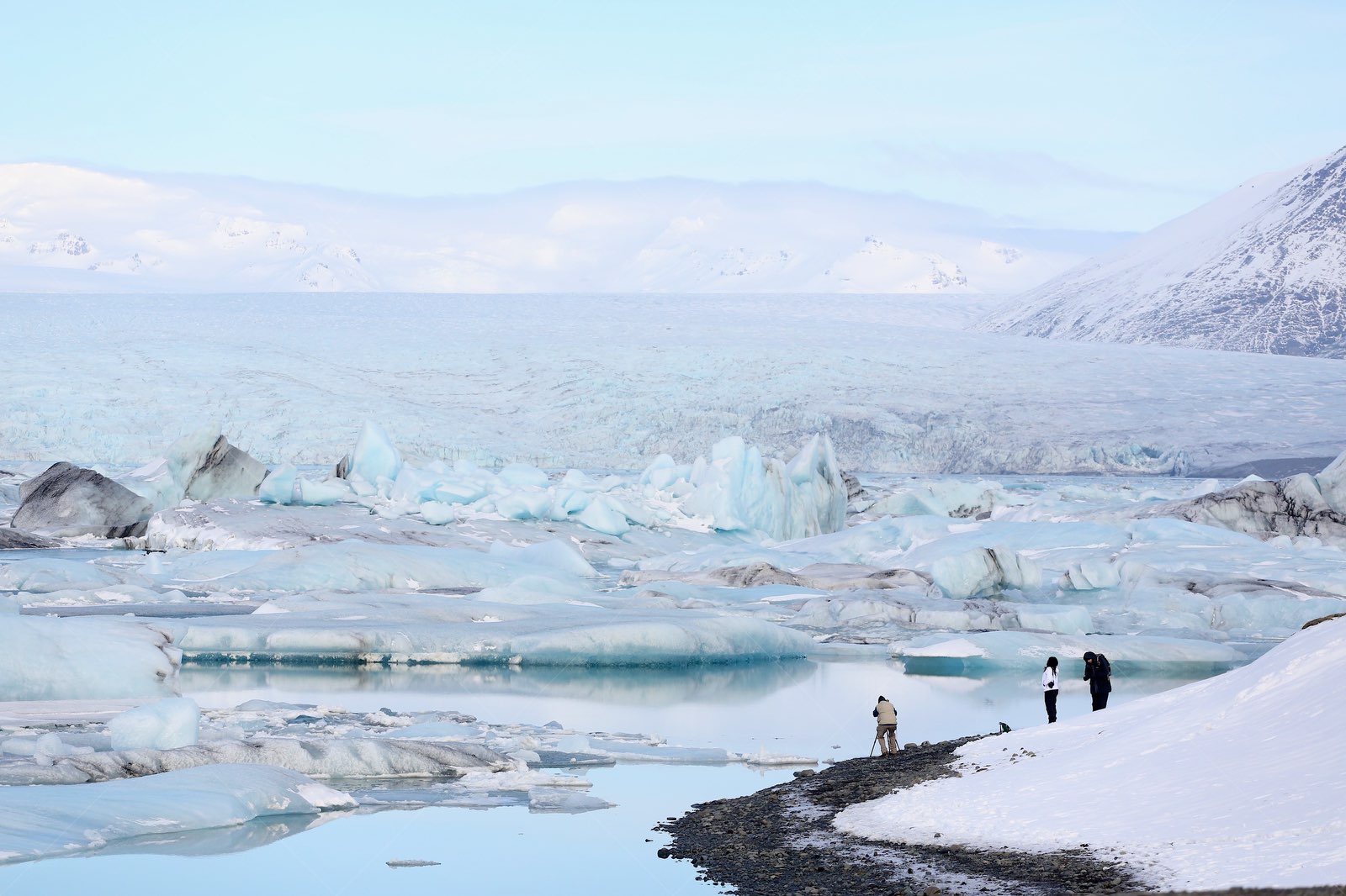 Jökulsárlón Glacier Lagoon in Iceland with Tourists