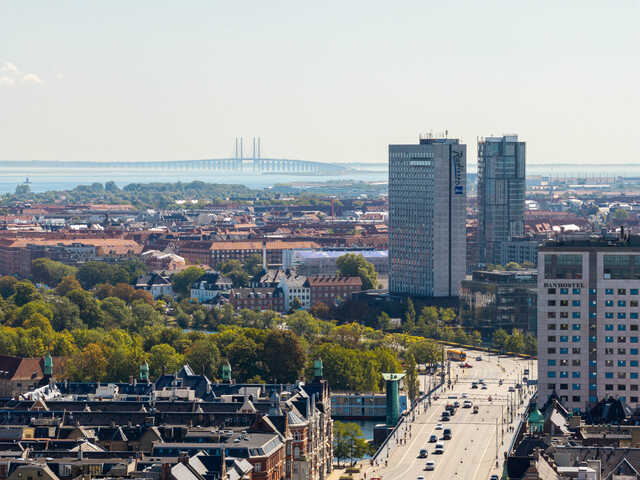 Cityscape of Copenhagen with Øresund Bridge in the Background
