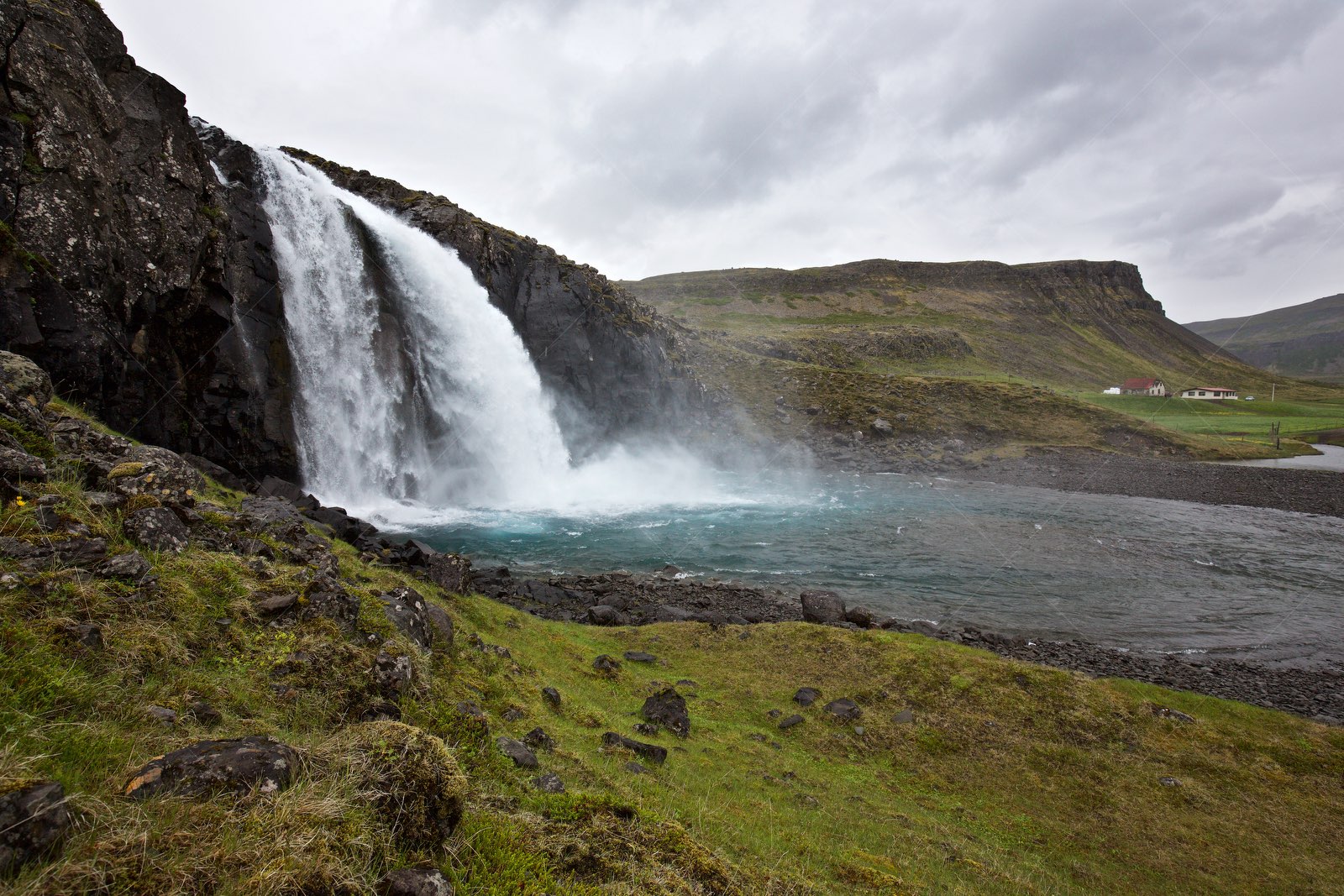 Fossfjörður Waterfall in Vesturbyggð Iceland
