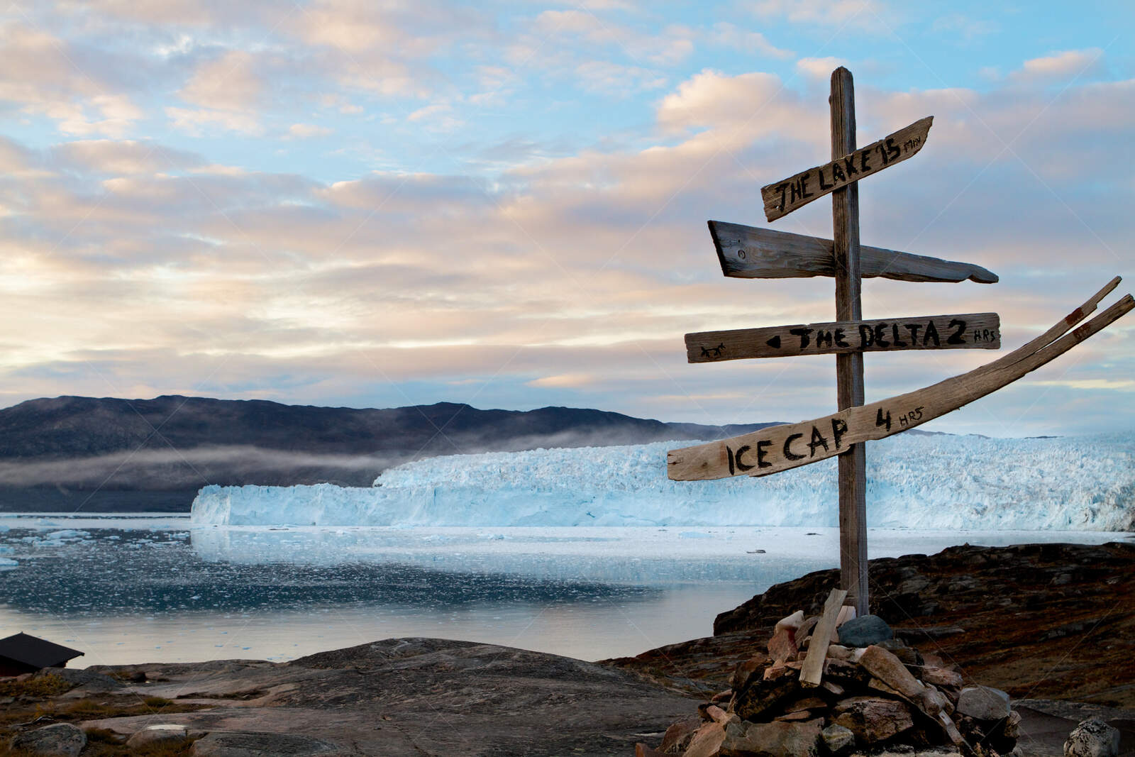 Arctic Trail Sign Above Glacier Lake