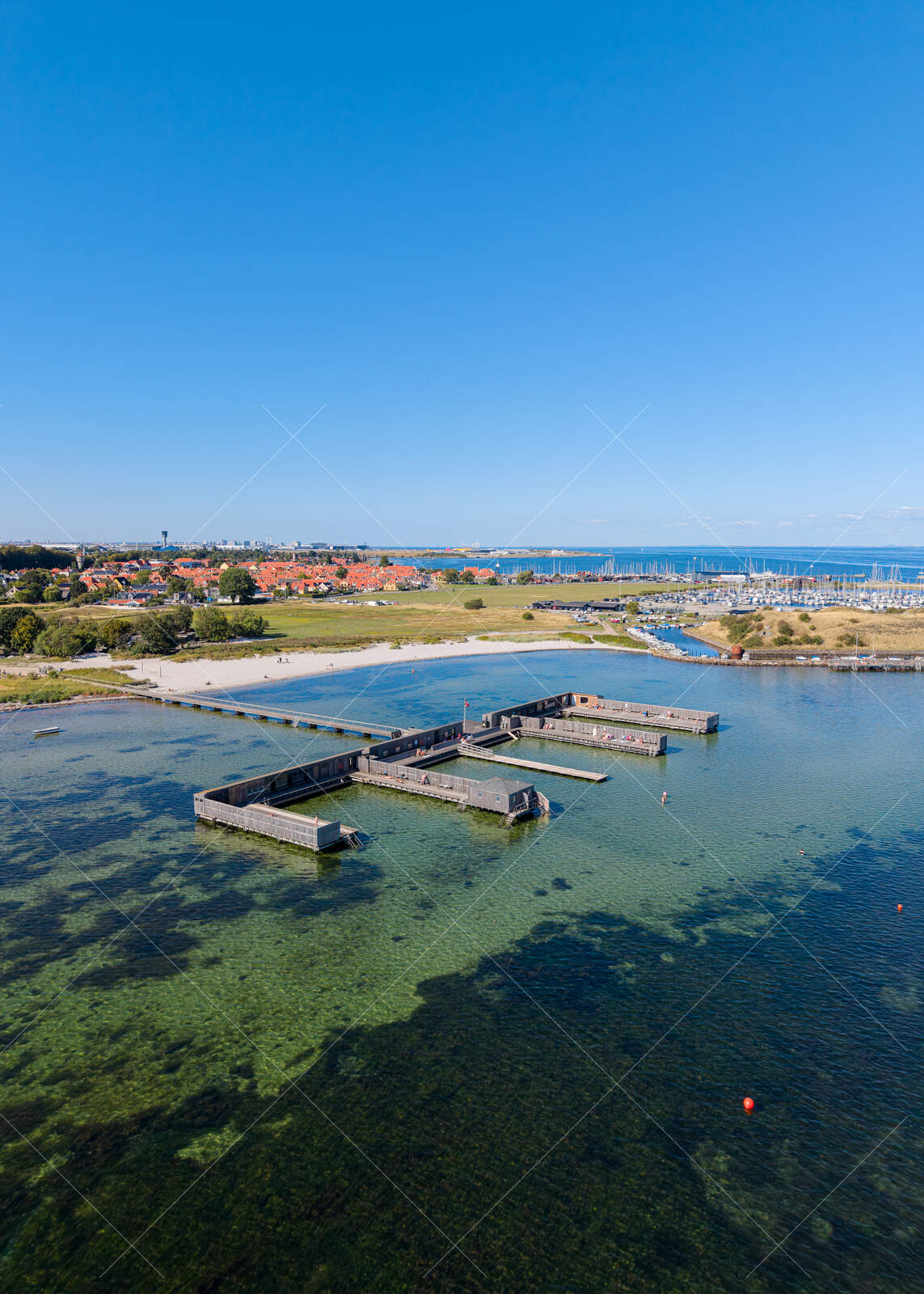 Aerial view of Dragør Søbad swimming facility in Denmark