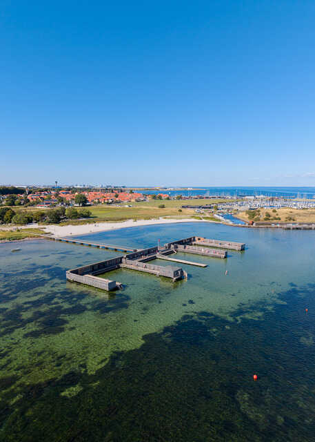 Aerial view of Dragør Søbad swimming facility in Denmark