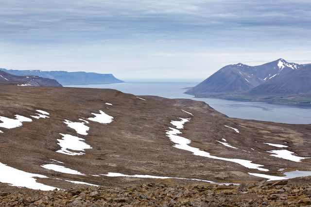 Westfjords Highland Landscape with Snow Patches in Iceland