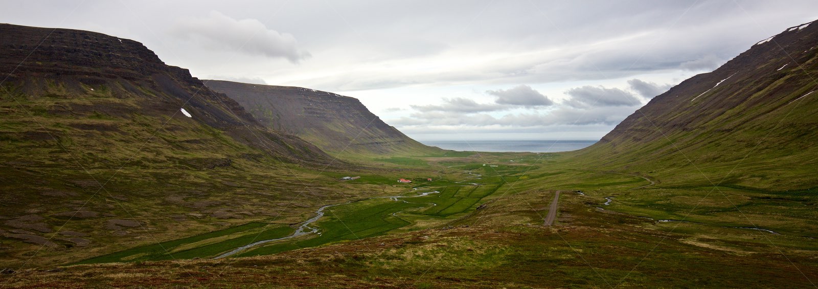 Valley landscape in Westfjords near Ísafjarðarbær Iceland