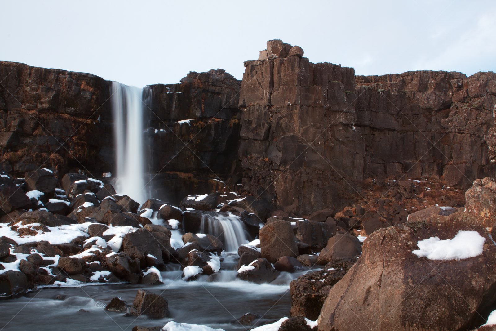Öxarárfoss Waterfall in Bláskógabyggð Iceland