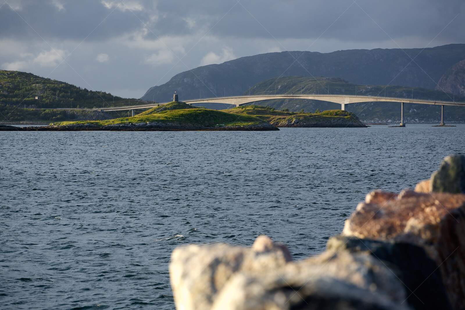 Coastal Bridge and Small Island near Tromsø Norway